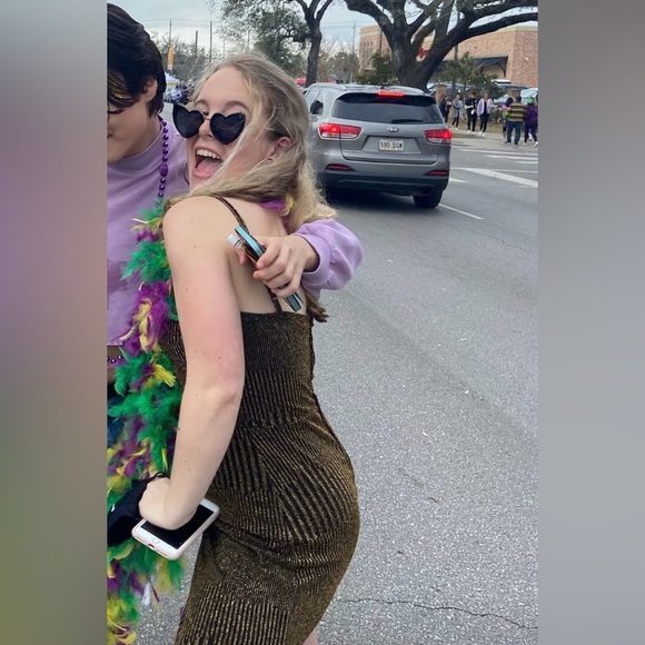 FRANCESCA’S BLACK & GOLD GLITTER DRESS ✨ - Picture 2 of 5